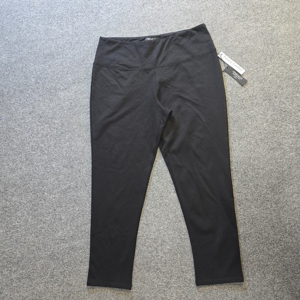 Jones Co Pants Womens Size 2X Black Tummy Control Skinny Stretch Casual Ponte